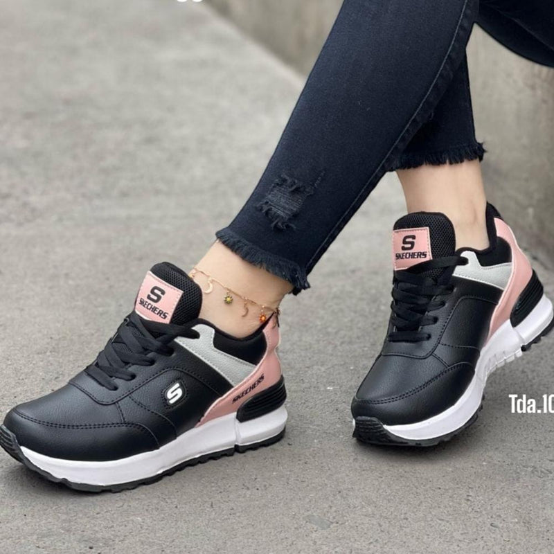 Tenis Skechers Negro Dama