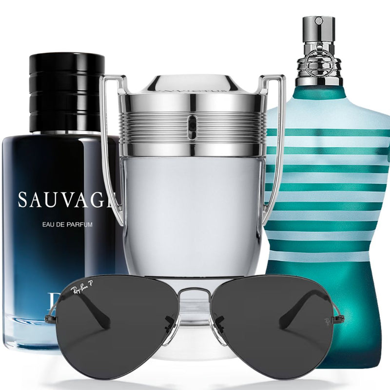 KIT 4 HOMBRE (3 PERFUMES + GAFAS RAYBAN)